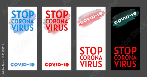Four posters for text about coronavirus covid-19 with a white background
