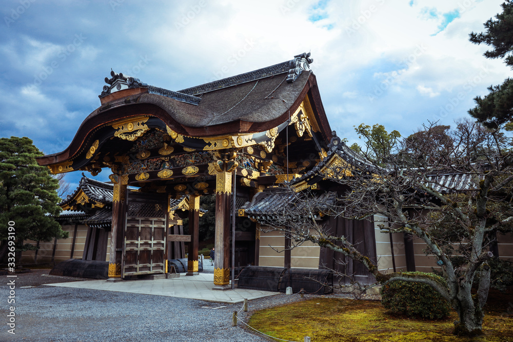 Beautiful Main Gates in Nijo Castle, Kyoto, Japan