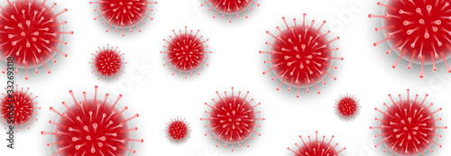 Coronavirus. Virus. COVID-2019. Outbreak coronavirus. Pandemic, medical, healthcare, infectious, virology, epidemiology concept. Corona virus 2019-nCoV. 3D background. Vector illustration.