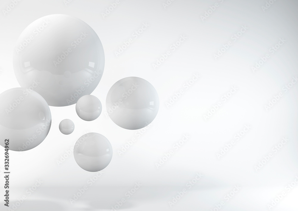 3d white spheres, abstract light cool background 3d white spheres, abstract light cool background