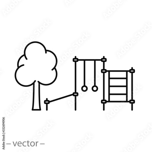 street workout place icon, fitness equipment outdoor, sport exercise at the park, thin line web symbol on white background - editable stroke vector illustration eps10