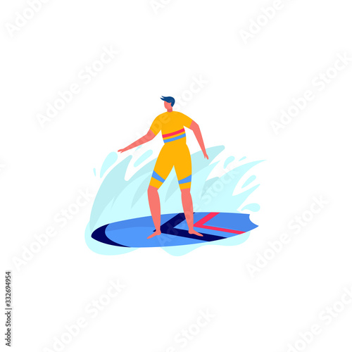 People surfing in beachwear with surfboards. Young women amd men enjoying vacation on the sea, ocean. Concept of summer sports and leisure outdoor activities isolated on white background . Flat vector