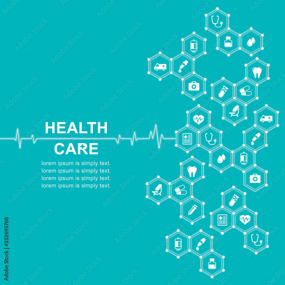 Group of elements flat icons in medicine, medical, health, cross, healthcare for background concepts vector illustration