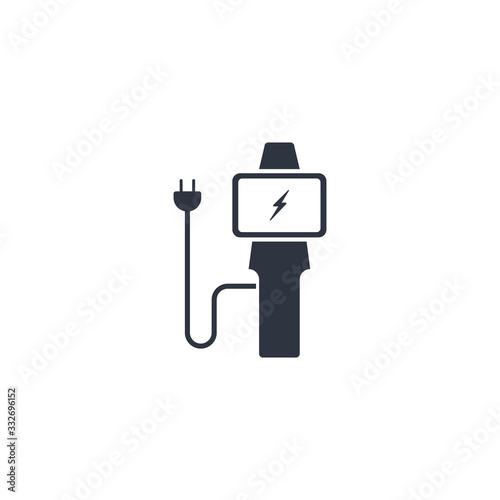 electric vehicle charging station, electric recharging point, simple icon set, vector illustration