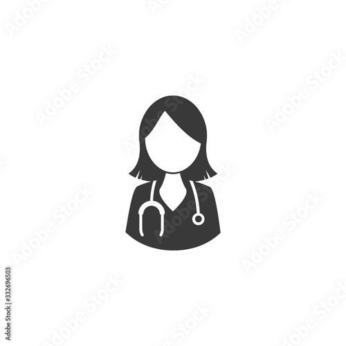 Female doctor icon female doctor with stethoscope around his neck. vector medical symbol
