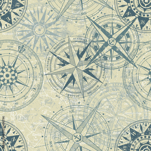 Tapety Podróże  grunge-nautical-rose-wind-compass-vintage-vector-seamless-pattern