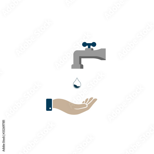 Water tap vector icon on white background concept of washing hands. hand hygiene. vector symbol