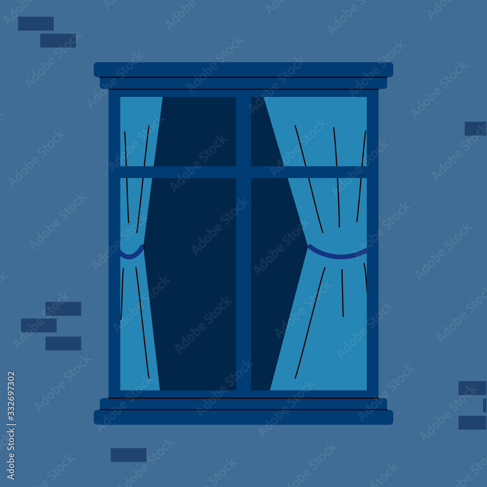 Brick house wall with closed wooden window frame cartoon vector illustration. Brick house wall with closed wooden window frame cartoon vector illustration.