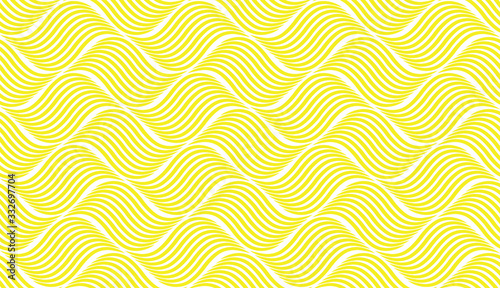 The geometric pattern with wavy lines. Seamless vector background. White and yellow texture. Simple lattice graphic design