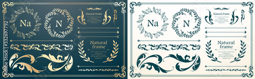 植物モチーフのフレーム&リボンセット