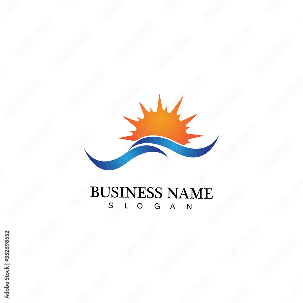 Water wave and sun icon vector illustration design logo Water wave and sun icon vector illustration design logo