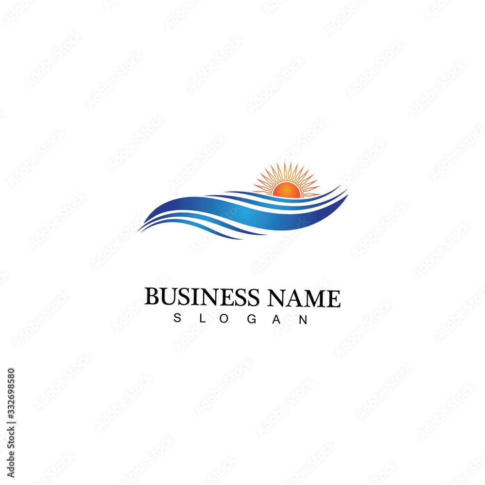 Water wave and sun icon vector illustration design logo Water wave and sun icon vector illustration design logo