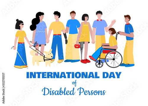 International day of disabled people banner flat vector illustration isolated.