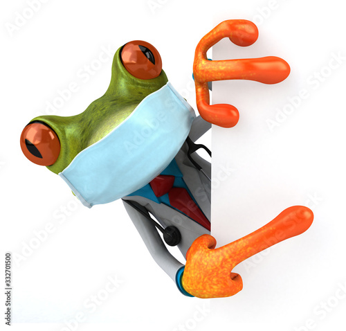 3D Illustration of a frog with a mask