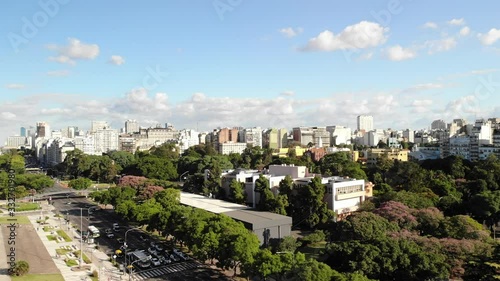 Aerial Drone View beautiful city of Buenos Aires, capital of Argentinia during summer day
 photo