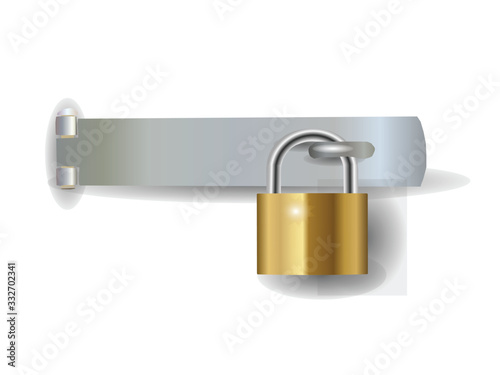 Padlock locked on hasp