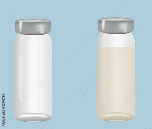 vaccine ampoule empty and full vector drawing