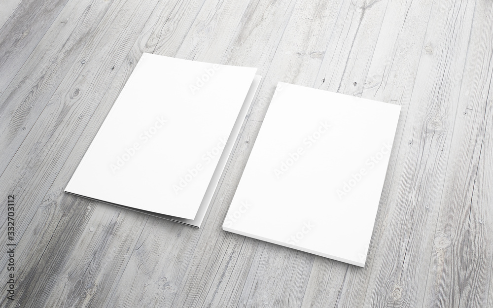 Blank folder and letterhead on wooden desk background as template for your design presentation. Blank folder and letterhead on wooden desk background as template for your design presentation.