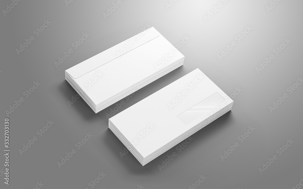 Blank envelopes stack isolated on grey as template to showcase your presentation. Blank envelopes stack isolated on grey as template to showcase your presentation.