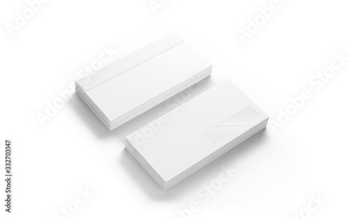 Blank envelopes stack isolated on white as template to showcase your presentation.