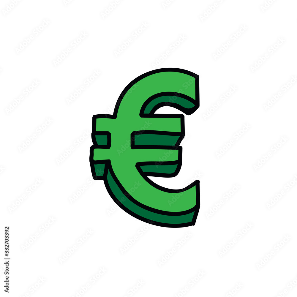 Fototapeta premium euro sign doodle icon, vector illustration