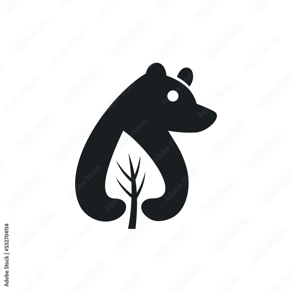 Bear and Leaf Nature Logo Vector Design. Bear and Leaf Nature Logo Vector Design.