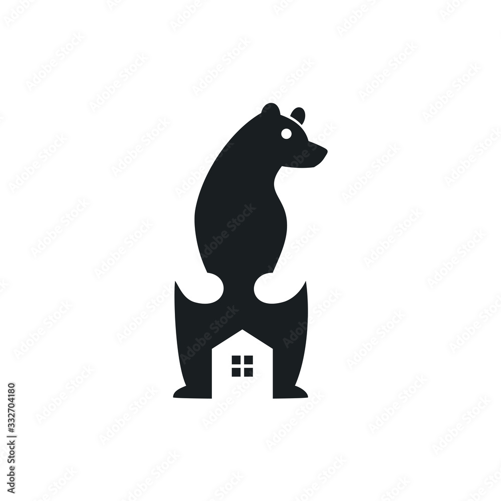 Obraz premium Bear House Vector Logo Design