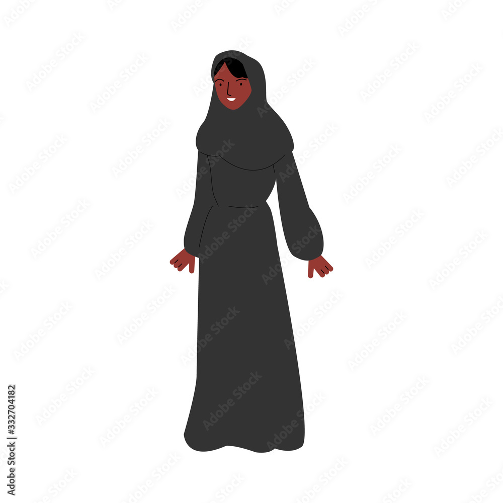 African american muslim woman character sketch vector illustration isolated.