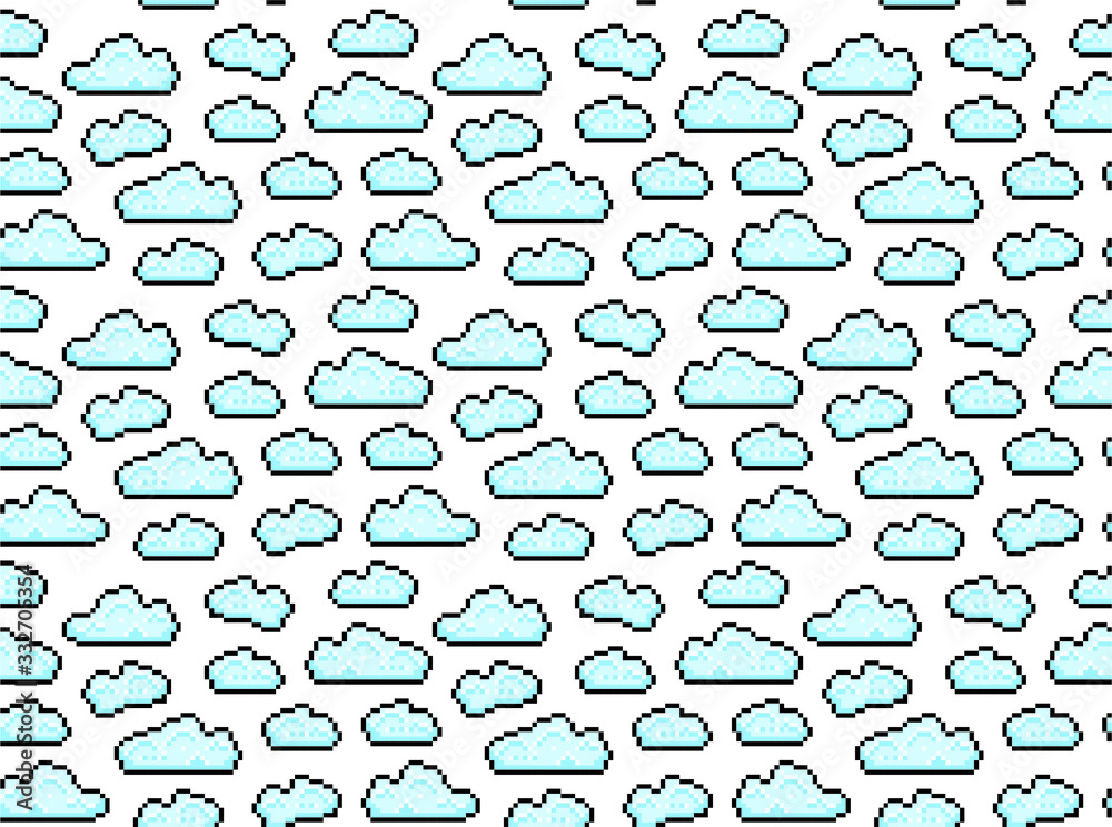 clouds pixel seamless pattern inspired by old video games, 1990, 1980 clouds pixel seamless pattern inspired by old video games, 1990, 1980