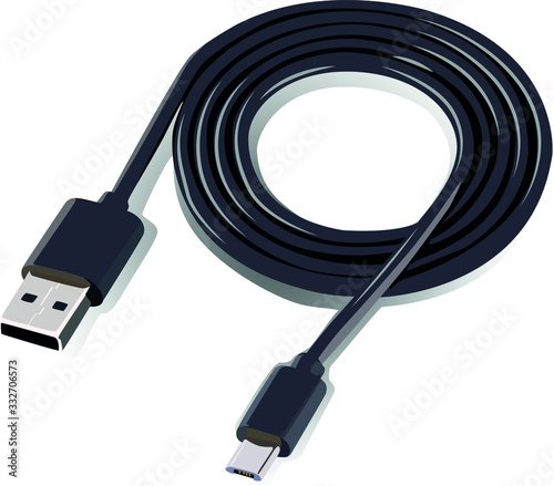cable usb realistic vector illustration isolated