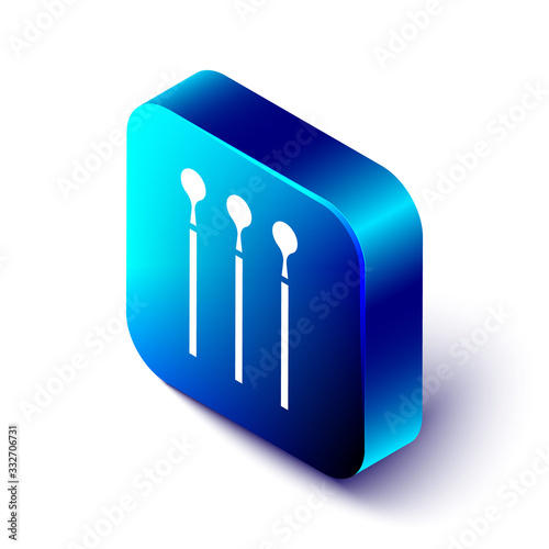 Isometric Matches icon isolated on white background. Blue square button. Vector Illustration