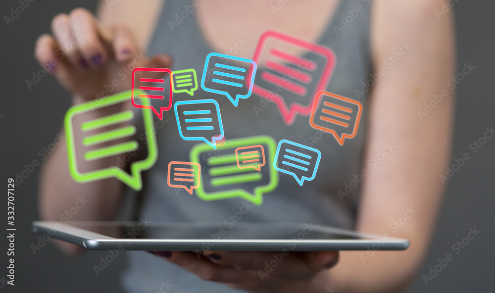 speech bubbles. People Chatting. Vector illustration of a communication concept, relating to feedback speech bubbles. People Chatting. Vector illustration of a communication concept, relating to feedback