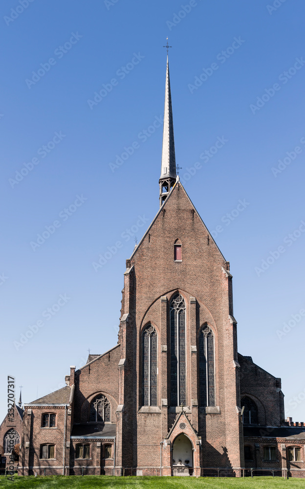 Obraz premium Gent, Belgium - March 22, 2020: Church of the Saint Elisabeth beguinage. Unesco World Heritage