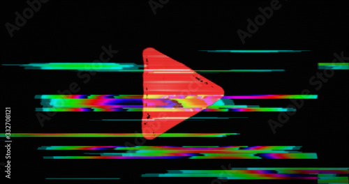 Modern glitch transition with play symbol