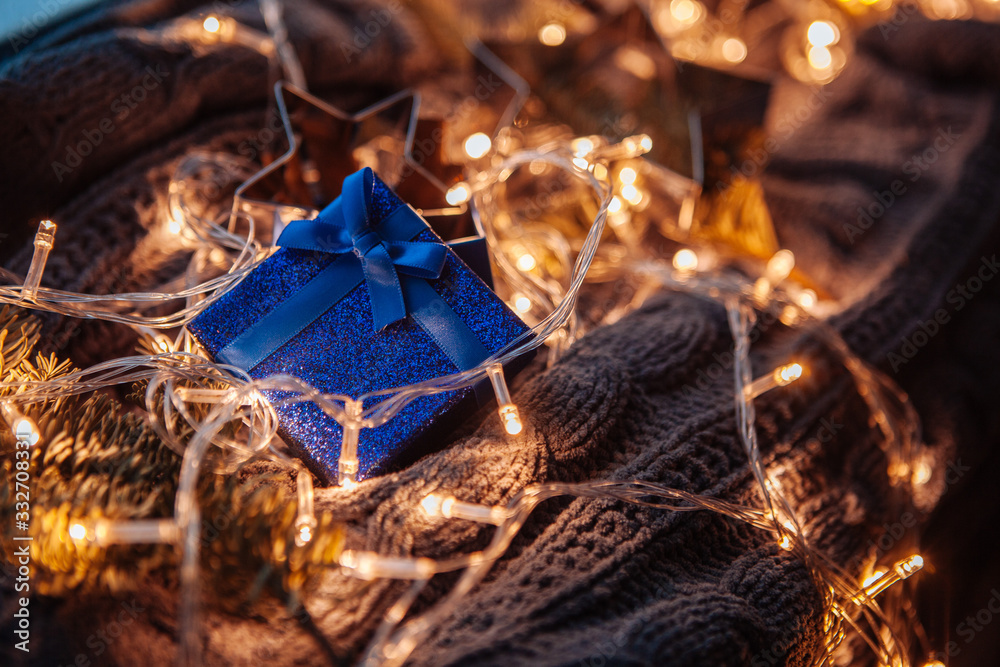 Christmas garlands. Festive background Christmas garlands. Festive background