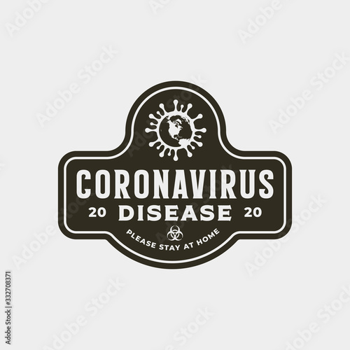 coronavirus pandemic badge. health and medical vector illustration. t-shirt design concept.