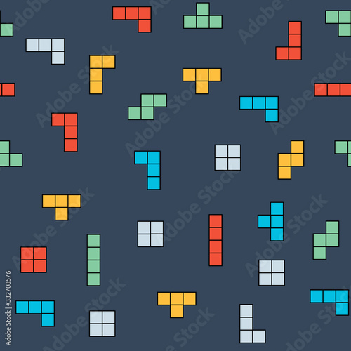 Vector retro game seamless pattern background. Video old computer game