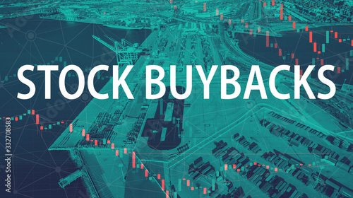 Stock Buybacks theme with US shipping port in Oakland, CA photo