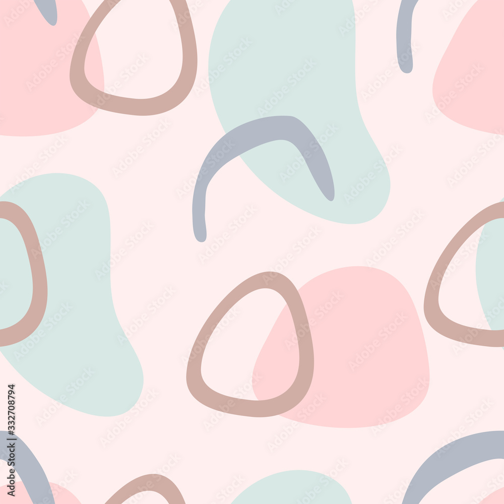 Pale seamless pattern with scattered abstract shapes. Simple print. Vector illustration.