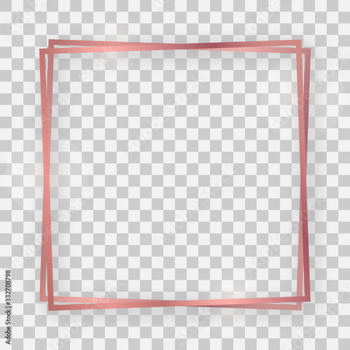 Double rose gold shiny square frame
