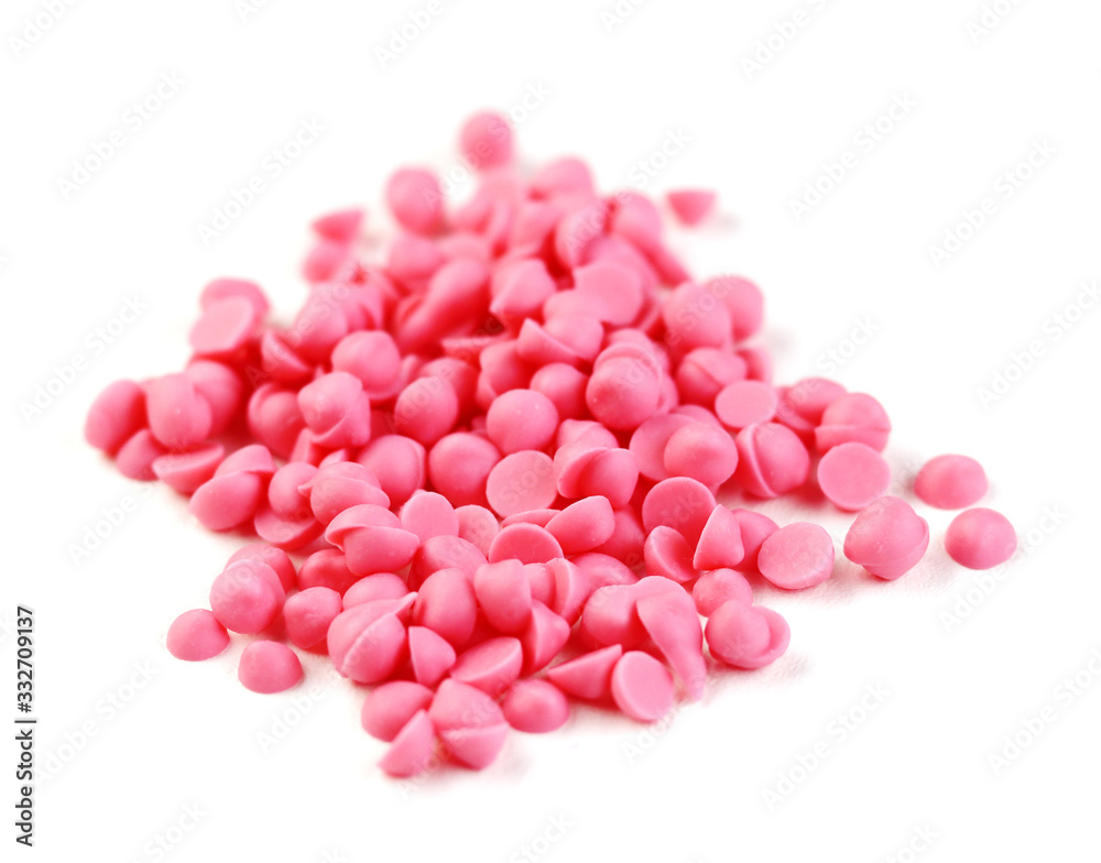 pink round chocolate bars on a white background pink round chocolate bars on a white background
