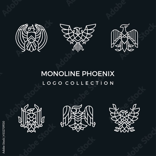 Mono line phoenix logo collection