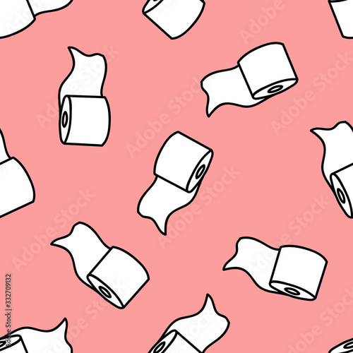 toilet paper seamless doodle pattern, vector illustration