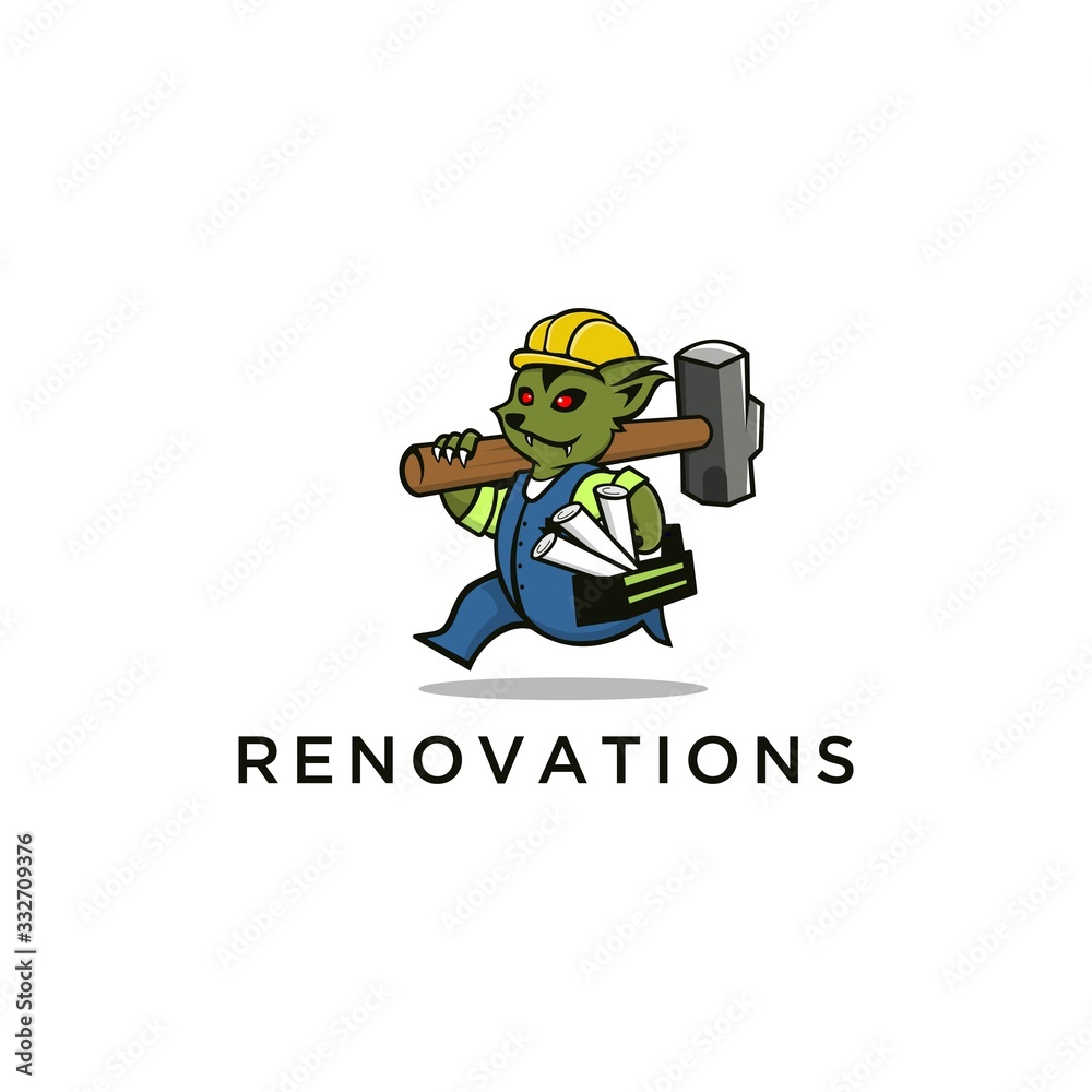 The beast renovations character mascot logo
