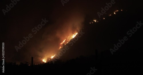 Thomas Fire burns hills Carpinteria CA Dec 2017 photo