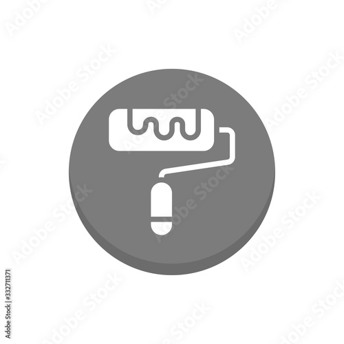 Paint Roller Vector Icon Colour Circle Icon Illustration.