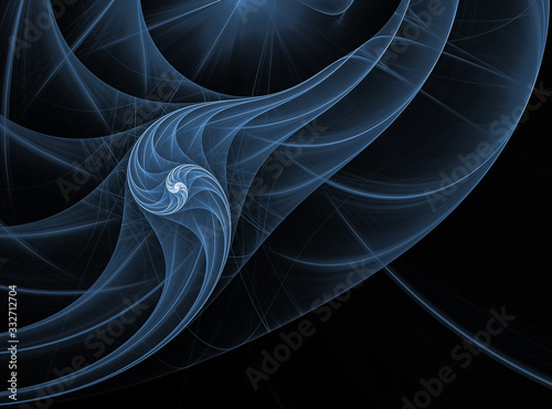 Canvas Print On a black background is a blue spiral
