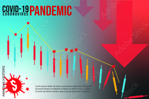Stock Market Failure from Coronavirus Attack. World Investment Price Fall Down from Wuhan Virus Fear. 
