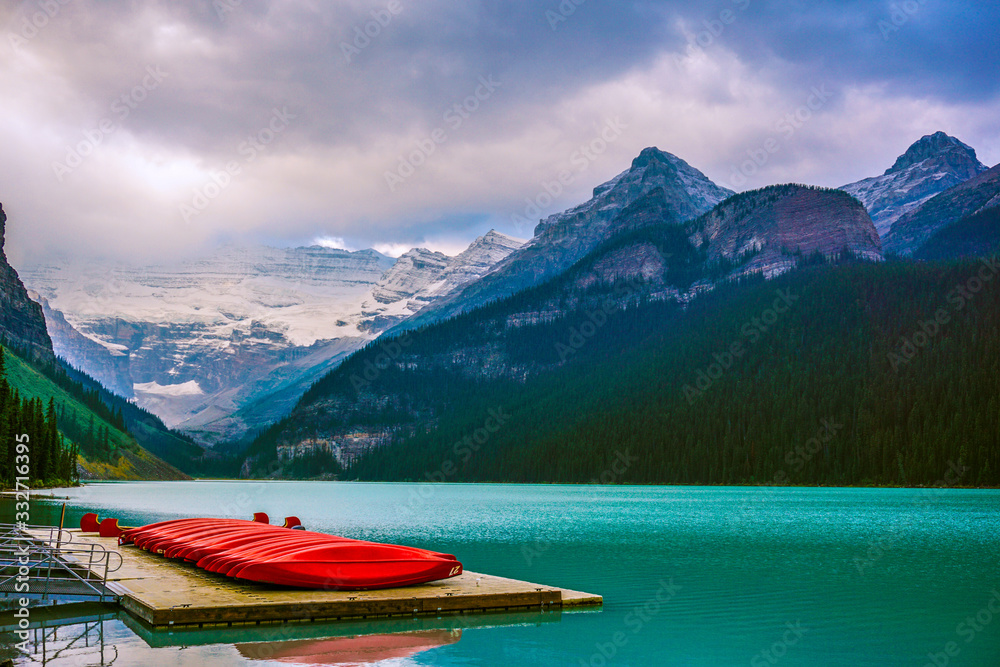 canoes on lake
