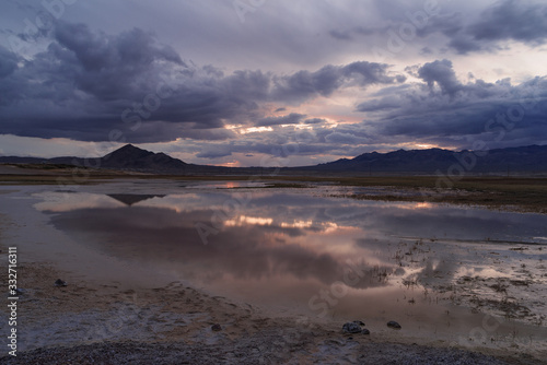 Grimshaw Lake Natural Area near Tecopa in California. This is an area of critical environmental concern. This salty group of ponds and small lakes is an oasis for migrating birds.